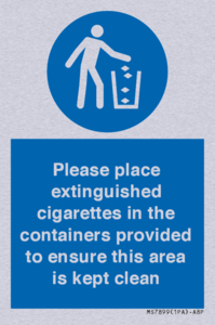 Please place extinguished cigarettes in the containers provided to ensure this area is kept clean